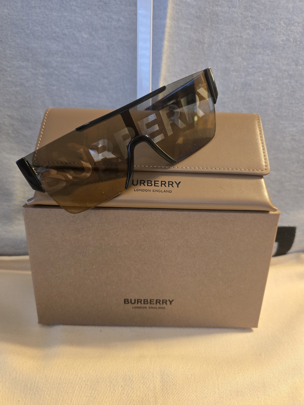 Burberry Oversized Shield Sunglasses with Brown Gradient Lens